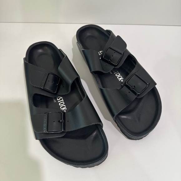 Birkenstock leather Arizona Sandals Black size 41 LIMITED EDITION - Picture 1 of 9